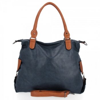 Torebka Damska XXL firmy Hernan Shopper Bag Granatowa/Ruda