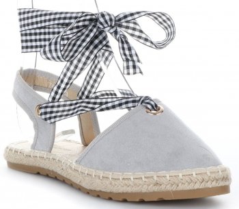 Espadryle Damskie z wiązaniem w kratkę Szare