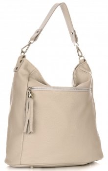 Uniwersalna Torebka Skórzana Genuine Leather Ciemno Beżowa