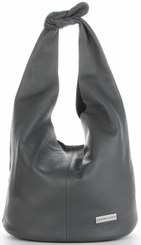 Vittoria Gotti Made in Italy Modny Shopper XL z Kosmetyczką Uniwersalna Torba Skórzana na co dzień Szara
