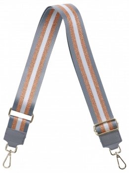 Modny Pasek Do Torebki Stripes P004 Szary/Złoty