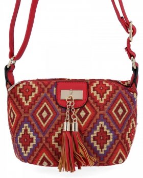 Modna Torebka Listonoszka w Stylu Boho firmy Herisson 234F1214 Czerwona