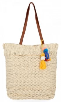 Ratanowa Torebka Damska Shopper Bag firmy David Jones YQ-58 Beżowa