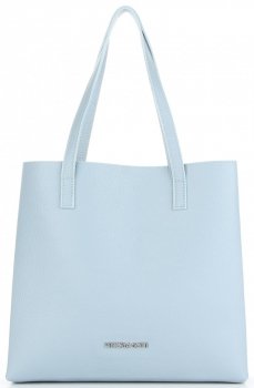 Vittoria Gotti Włoska Klasyczna Torebka Skórzana Elegancki Shopper na każda okazję Błękitna