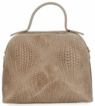 Elegancka Torebka Skórzana Włoski Kuferek 2 Komory 5273 Ziemista