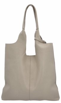 Włoska Torebka Skórzana Shopper Bag z Kosmetyczką 165 Beżowa