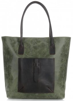 Uniwersalna Torebka Skórzana XXL Genuine Leather Zielona