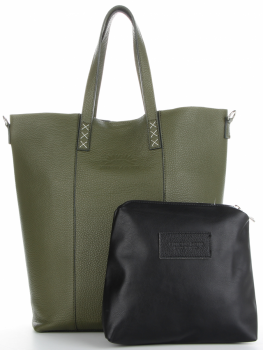 Vittoria Gotti Firmowy Shopper Made in Italy z Kosmetyczką Zielony
