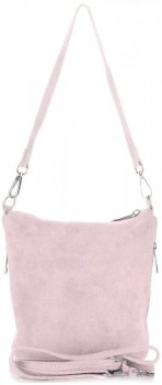 Uniwersalne Torebki Listonoszki Skórzane firmy Genuine Leather Pudrowy Róż
