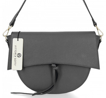 Elegancka Torebka Skórzana Listonoszka firmy Vittoria Gotti Made in Italy Szara