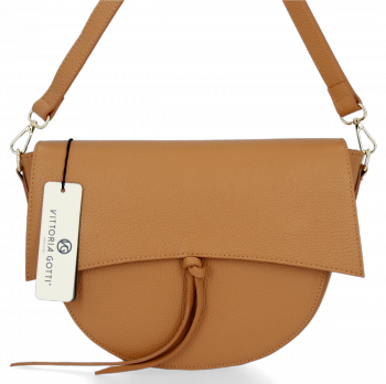 Elegancka Torebka Skórzana Listonoszka firmy Vittoria Gotti Made in Italy Ruda