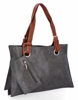 Trzykomorowa Torebka Damska Shopper Bag z Etui firmy Herisson H8803 Szara