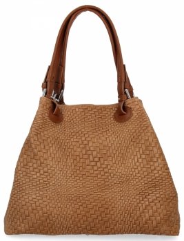 Modna Torebka Skórzana Shopper Bag 527 Ruda