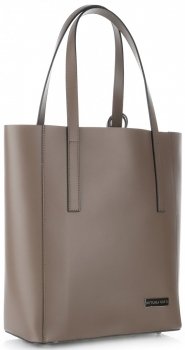 Elegancka Torebka Skórzana Vittoria Gotti ShopperBag XL z Kosmetyczką Ziemista