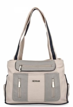 Torebka Damska Shopper Bag 2 Komory firmy Hernan 3892-1 Beżowa/Jasno Szara