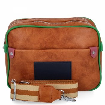 Modna Torebka Damska Listonoszka 2 Komory firmy Herisson 14A138 Ruda/Zielona