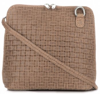 Mała Włoska Torebka Skórzana Listonoszka firmy Genuine Leather Ziemista