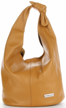 Vittoria Gotti Made in Italy Modny Shopper XL z Kosmetyczką Uniwersalna Torba Skórzana na co dzień Ruda
