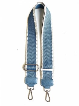 Modny Pasek Do Torebki Jodełka P008 Błękitny/Beżowy