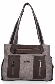 Torebka Damska Shopper Bag 2 Komory firmy Hernan 3892-1 Ziemista/Czekolada