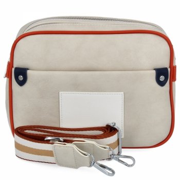 Modna Torebka Damska Listonoszka 2 Komory firmy Herisson 14A138 Beżowa/Pomarańczowa