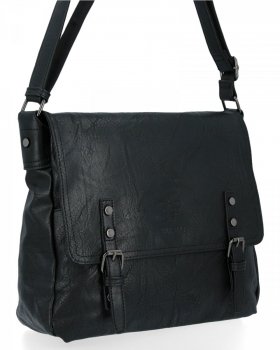 BEE BAG Duża Listonoszka Damska Adelia w Stylu Vintage Czarna