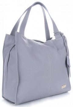 VITTORIA GOTTI Made in Italy Duża Torba Skórzana Shopperbag Jasno Szara