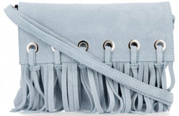 Vittoria Gotti Made in Italy Rewelacyjna Listonoszka Skórzana w stylu Boho Błękitna