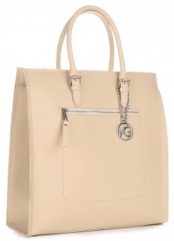 Elegancka Torba Skórzana VITTORIA GOTTI Beżowa