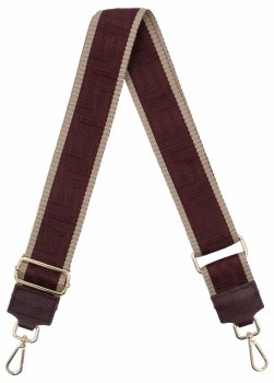 Modny Pasek Do Torebki Geometric PA005 Czekoladowy/Beżowy