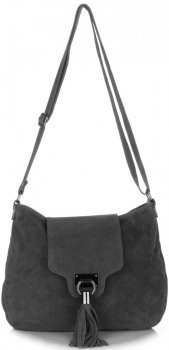 Torebki Listonoszki Skórzane Genuine Leather Szara