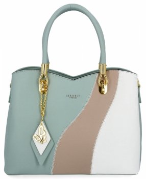 Stylowa Torebka Damska Kuferek 3 Komory firmy Herisson 275A151 Miętowa/Biała