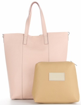 Vittoria Gotti Firmowy Shopper Made in Italy z Kosmetyczką Pudrowy Róż