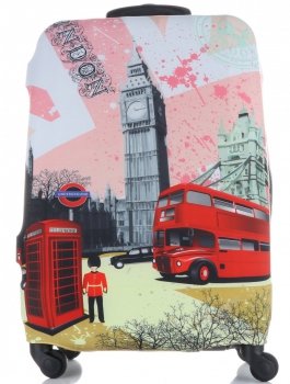 Pokrowiec na Walizkę firmy Snowball w rozmiarze M London Multikolor Róż