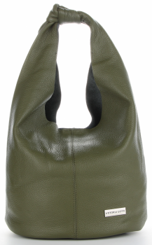 Vittoria Gotti Made in Italy Modny Shopper XL z Kosmetyczką Uniwersalna Torba Skórzana na co dzień Jasno Zielona