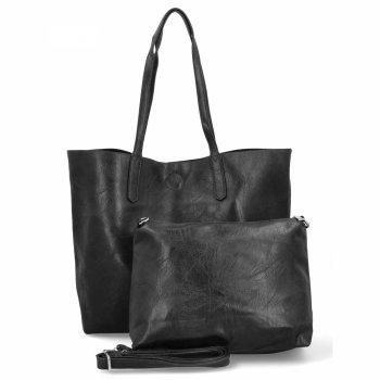 Duża Torebka Shopper Bag z Kosmetyczką firmy Herisson 18R301 Czarna