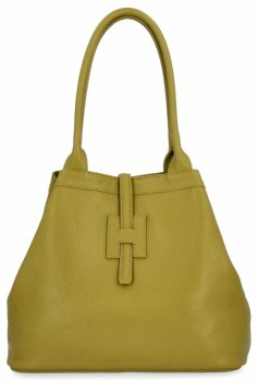 Elegancka Torebka Skórzana Shopper Bag 208S Musztardowa