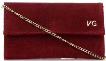 Firmowe Kopertówki Skórzane Vittoria Gotti Eleganckie Listonoszki na łańcuszku Made in Italy Bordowa