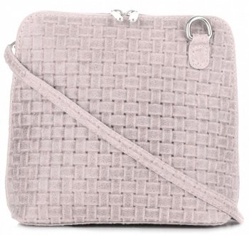 Mała Włoska Torebka Skórzana Listonoszka firmy Genuine Leather Pudrowy Róż