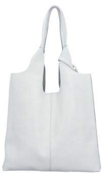 Włoska Torebka Skórzana Shopper Bag z Kosmetyczką 165 Biała