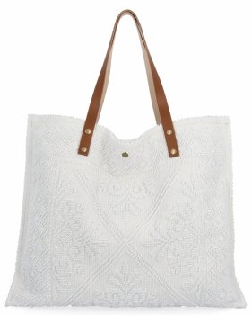 Włoska Torebka Shopper bag w Modne Wzory 5887 Biała