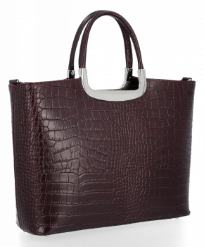 Elegancki Kuferek Skórzany w motyw aligatora Vittoria Gotti Made in Italy Bordowy