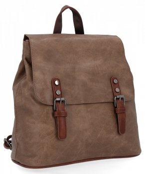 Modny Plecak Damski Vintage firmy Herisson 1552L2047 Ciemno Beżowy