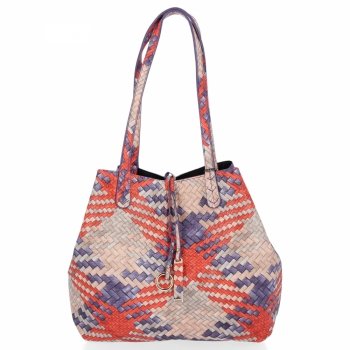 Torebka Damska Shopper Bag Venere Listonoszka Fioletowa/Czarna