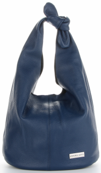 Vittoria Gotti Made in Italy Modny Shopper XL z Kosmetyczką Uniwersalna Torba Skórzana na co dzień Granat
