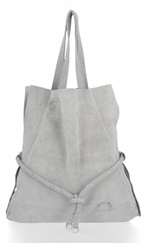 Uniwersalna i Modna Torebka Skórzana Vittoria Gotti Shopper XL z Kosmetyczką Jasno Szara