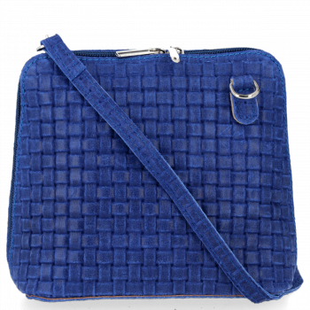Mała Włoska Torebka Skórzana Listonoszka firmy Genuine Leather Kobaltowa