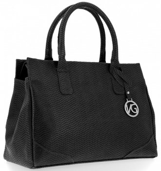 Vittoria Gotti Made in Italy Elegancki Firmowy Kuferek Skórzany Czarny