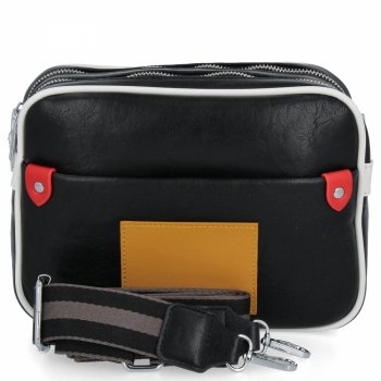 Modna Torebka Damska Listonoszka 2 Komory firmy Herisson 14A138 Czarna/Biała