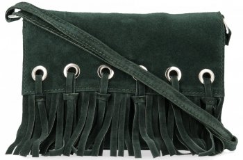 Vittoria Gotti Made in Italy Rewelacyjna Listonoszka Skórzana w stylu Boho Butelkowa Zieleń
